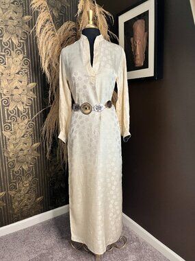 Vintage Renata paris silk cream flroal print caftan